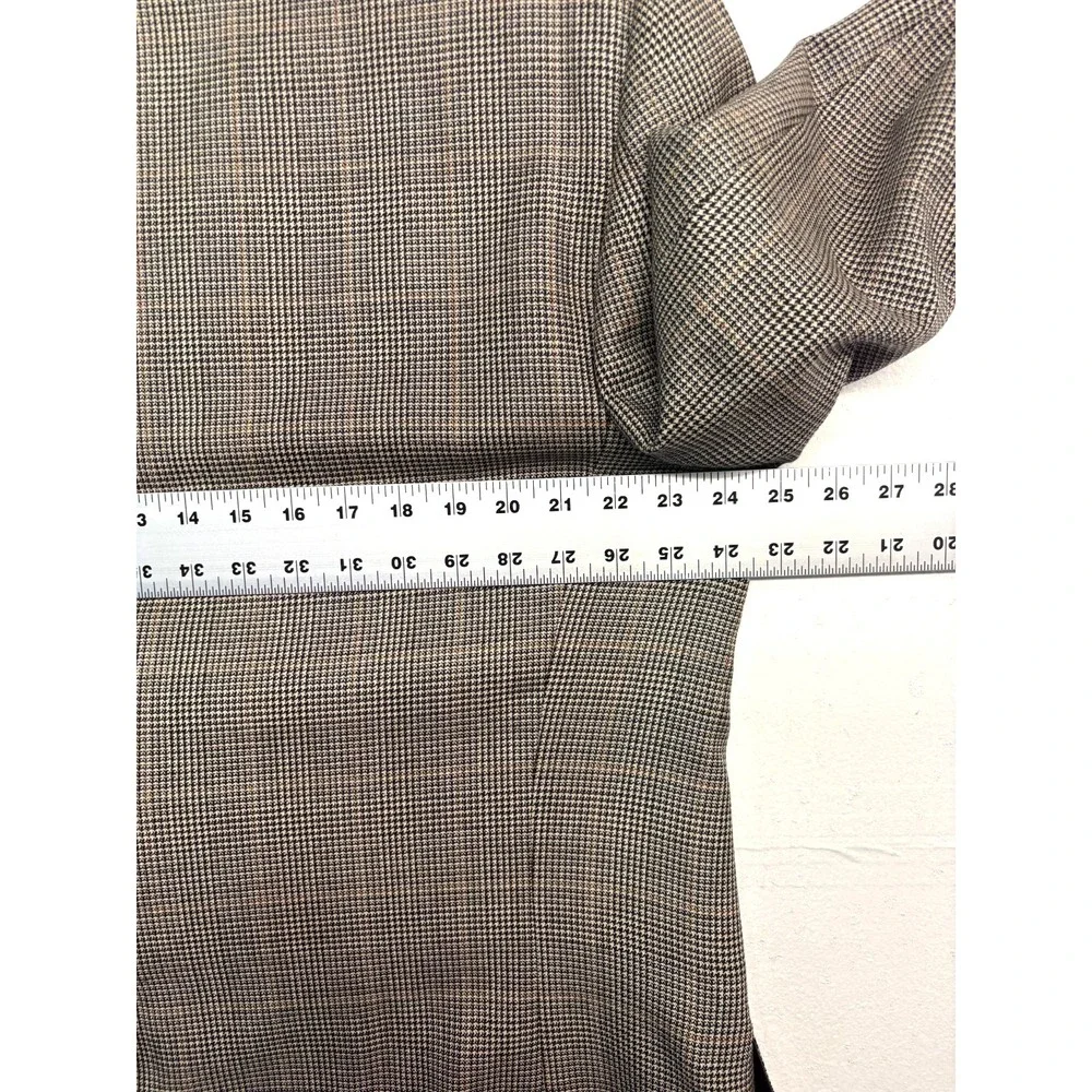 Hickey Freeman 48L Beige Houndstooth Windowpane Madison Blazer Jacket Sport Coat